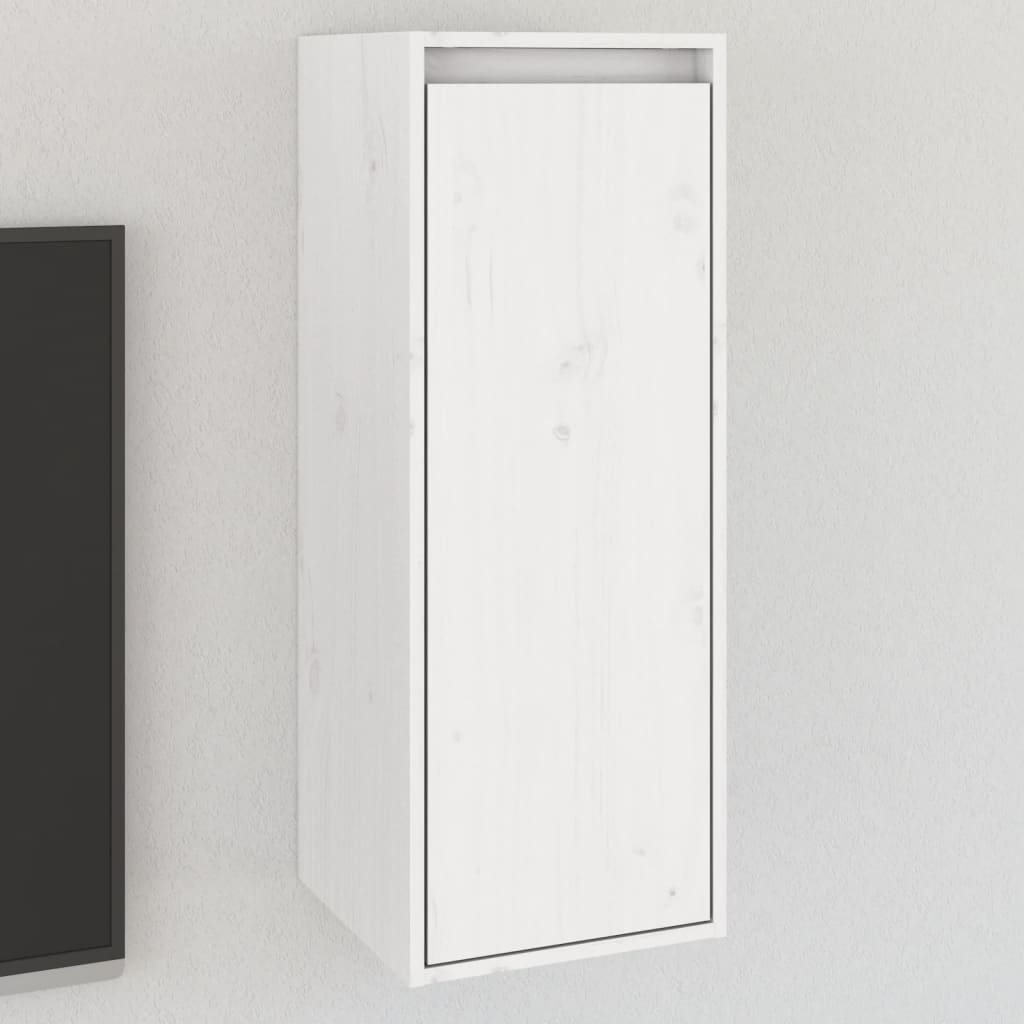 vidaXL Стенен шкаф, бял, 30x30x80 см, борово дърво масив