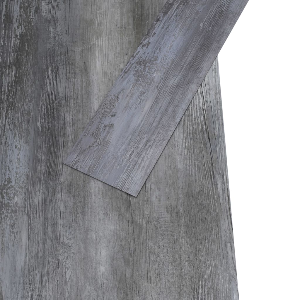 vidaXL PVC подови дъски 4,46 м² 3 мм блестящо сиво
