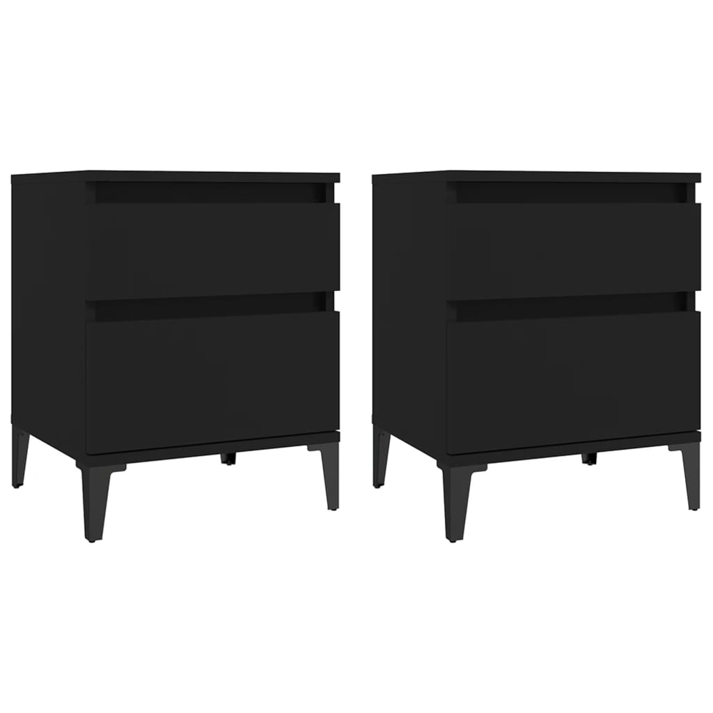 vidaXL Нощни шкафчета, 2 бр, черен, 40x35x50 см