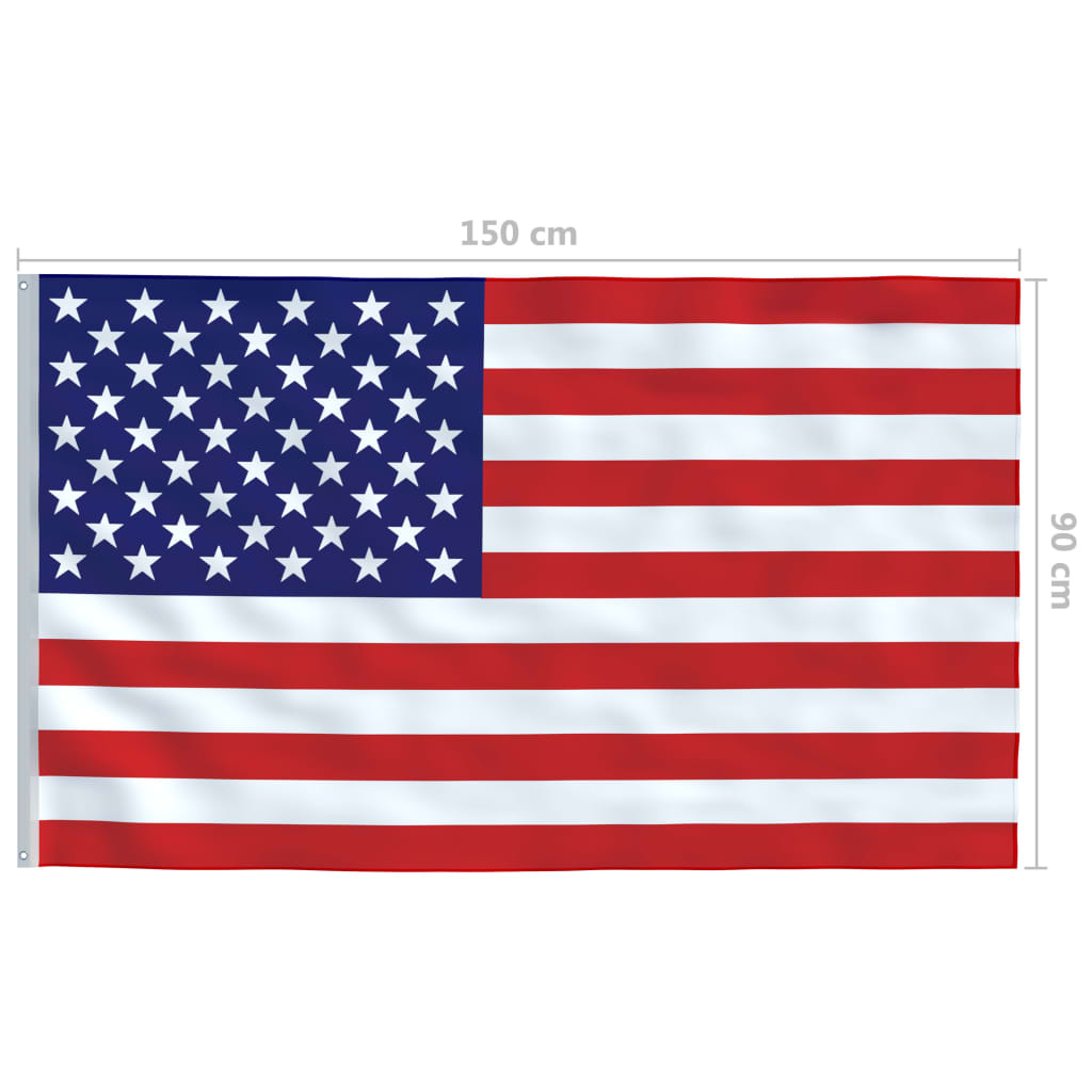 vidaXL Флаг на САЩ и алуминиев флагщок, 6 м