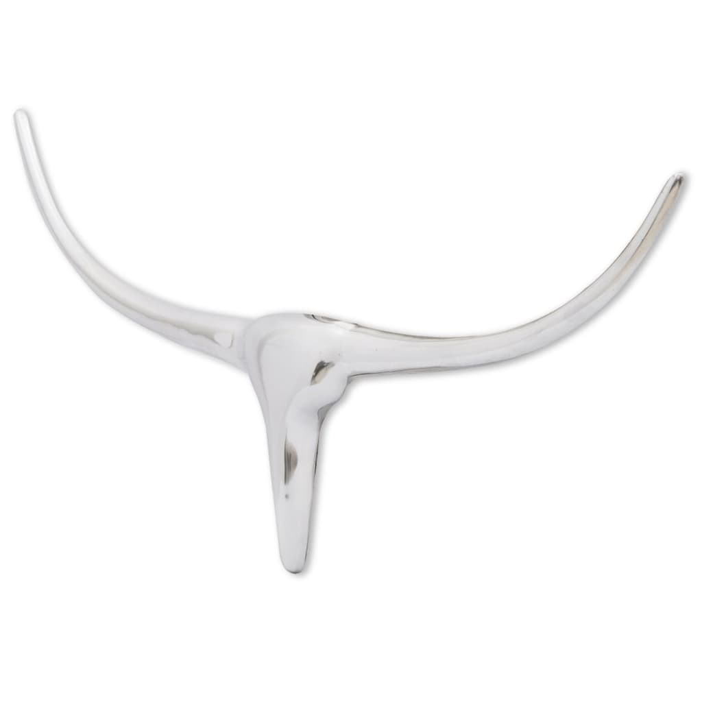 Декоративна алуминиева глава на бик за стена, сребриста, 62 см