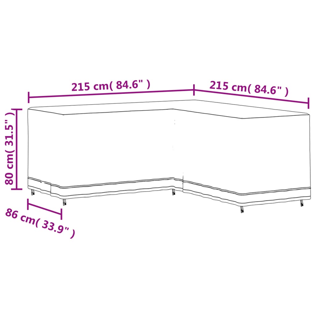 vidaXL Г-образни калъфи за дивани 2 бр 215x215x80 см 420D Оксфорд плат