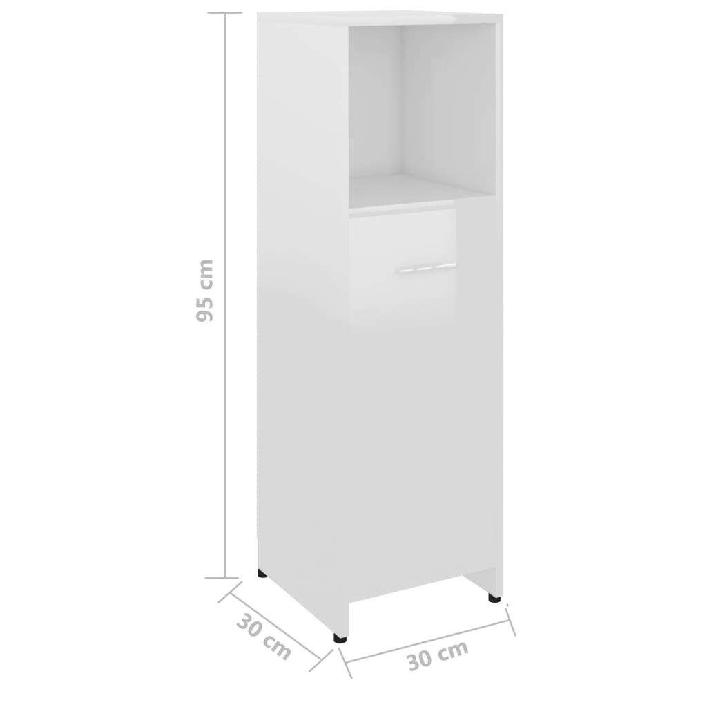 vidaXL Комплект мебели за баня от 4 части, бял гланц