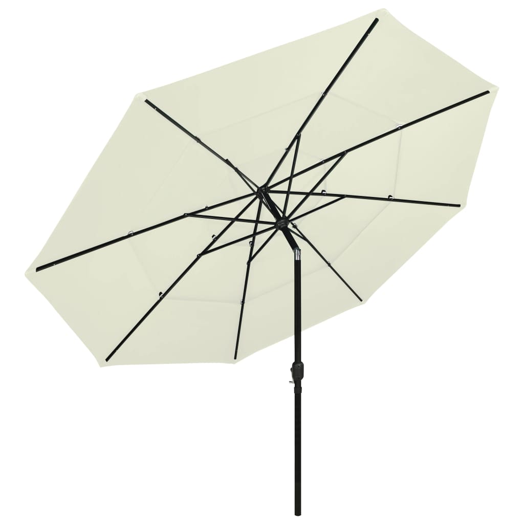 vidaXL Градински чадър на 3 нива с алуминиев прът, пясъчен, 3,5 м
