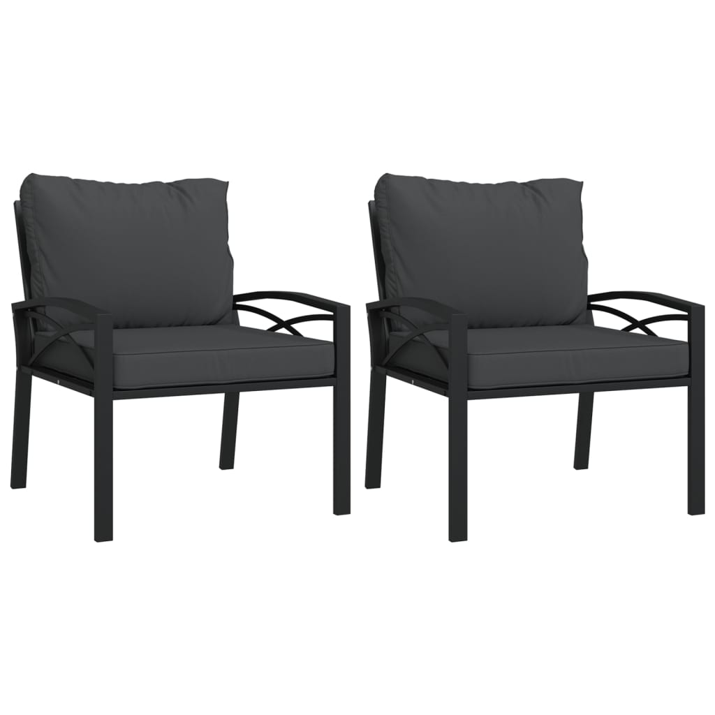 vidaXL Градински столове със сиви възглавници 2 бр 68x76x79 см стомана