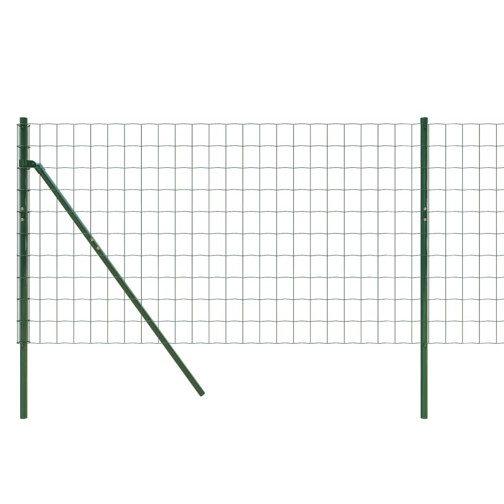 vidaXL Ограда от телена мрежа зелена 0,8x10 м поцинкована стомана