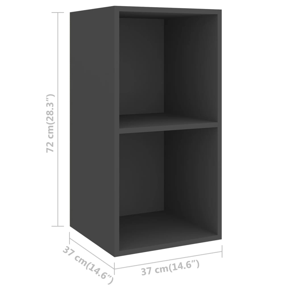 vidaXL ТВ шкаф за стенен монтаж, сив, 37x37x72 см, ПДЧ