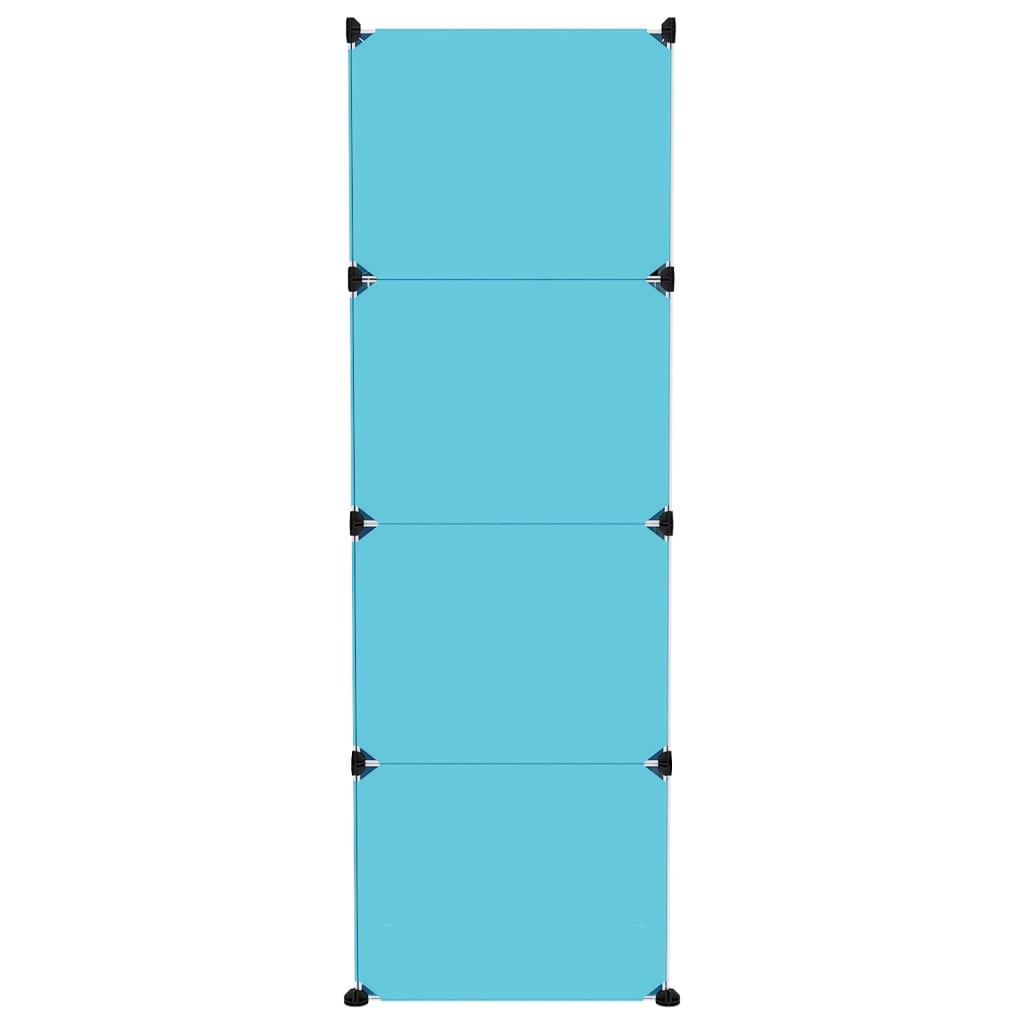 vidaXL Детски кубичен шкаф за съхранение с 12 куба, син, PP
