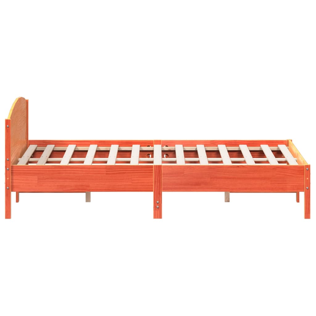 vidaXL Рамка за легло с табла, восъчнокафяв, 200x200 см, бор масив