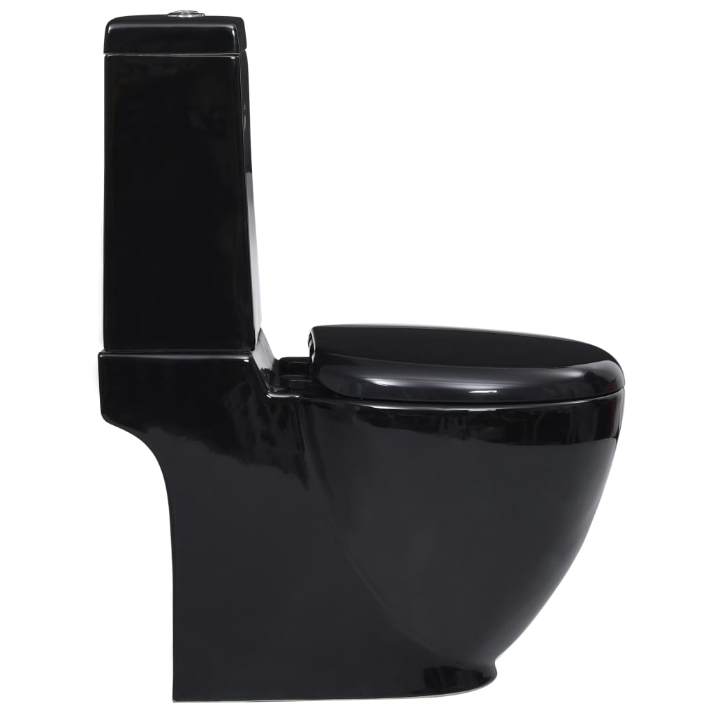vidaXL Керамична тоалетна задно оттичане черна