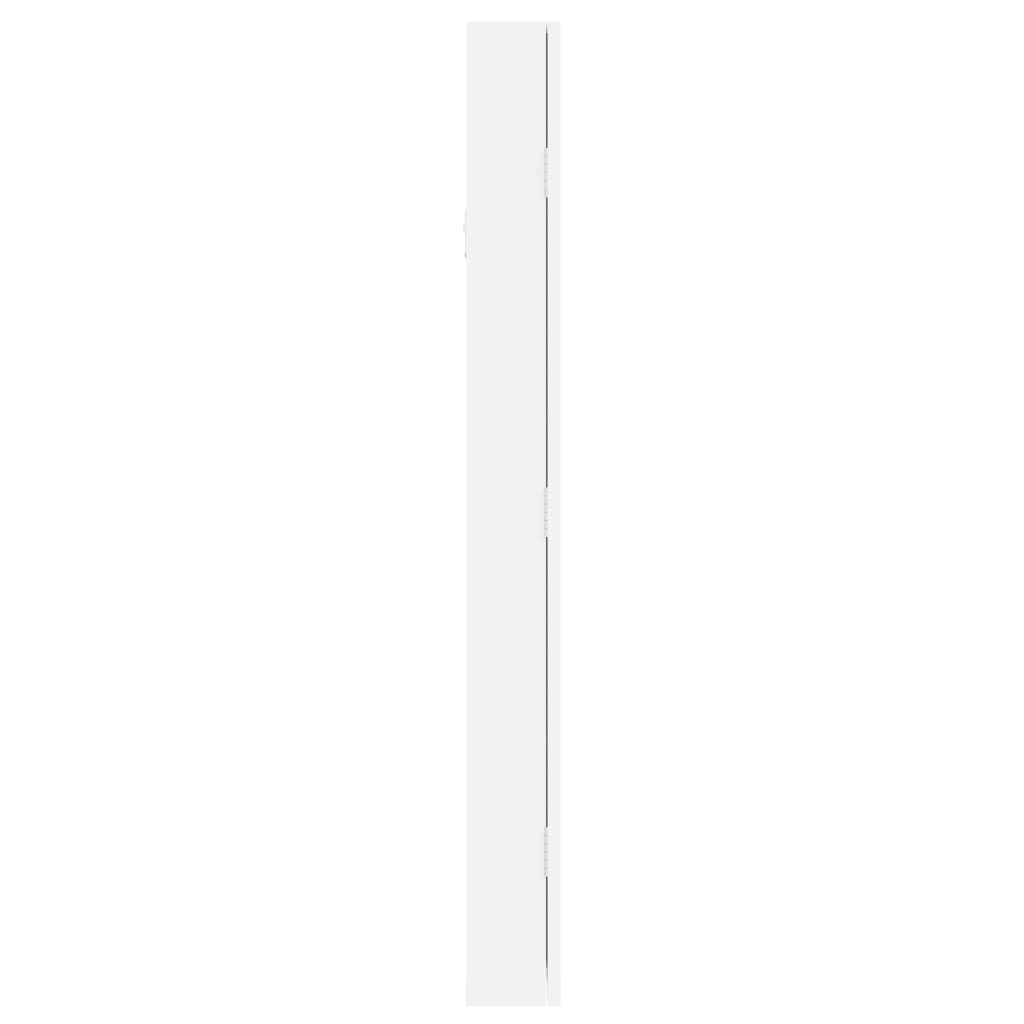 vidaXL Огледален шкаф за бижута, стенен монтаж, бял, 30x8,5x90 см