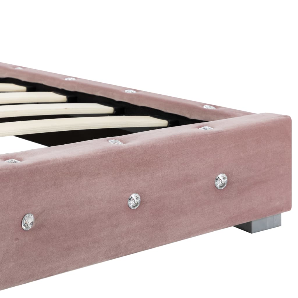 vidaXL Легло с матрак от мемори пяна, розово, кадифе, 160x200 cм