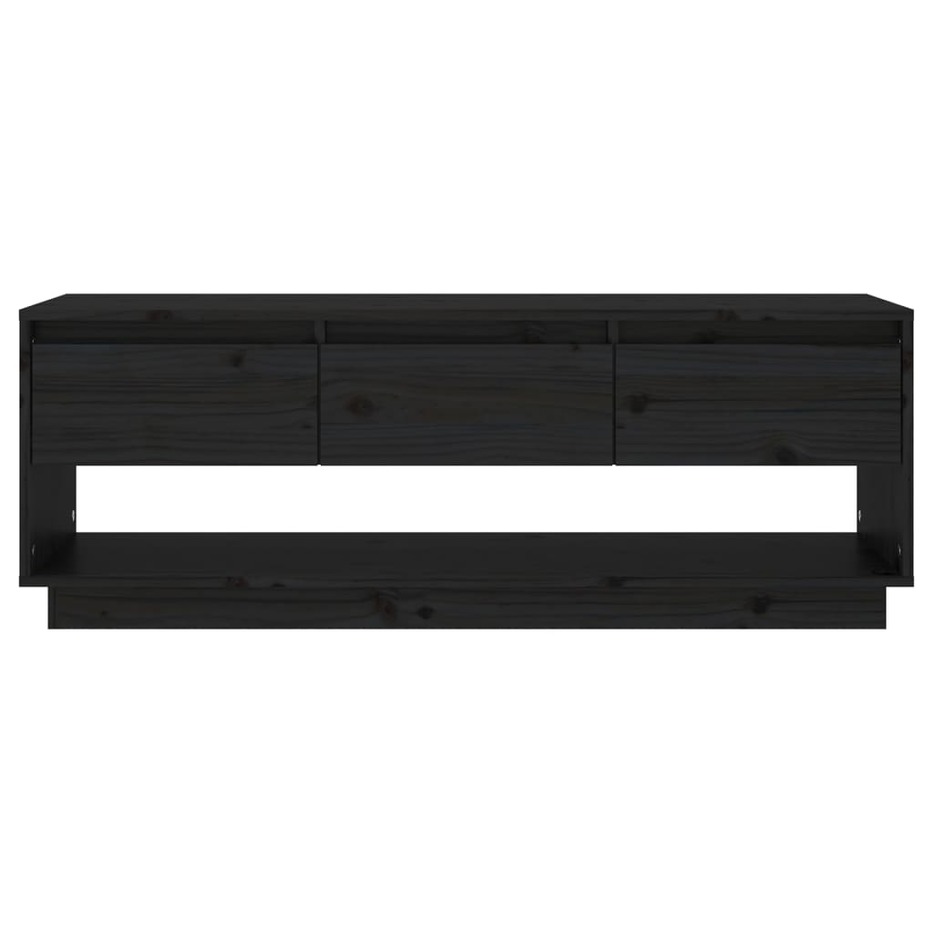 vidaXL ТВ шкаф, черен, 110,5x34x40 см, бор масив