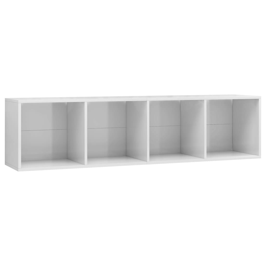 vidaXL Библиотека/ТВ шкаф, силен гланц, бяла, 143x30x36 см
