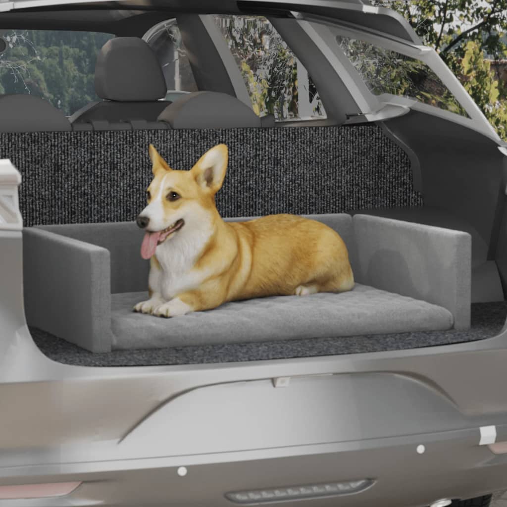 vidaXL Постелка за багажник за куче светлосива 110x70 см ленена визия