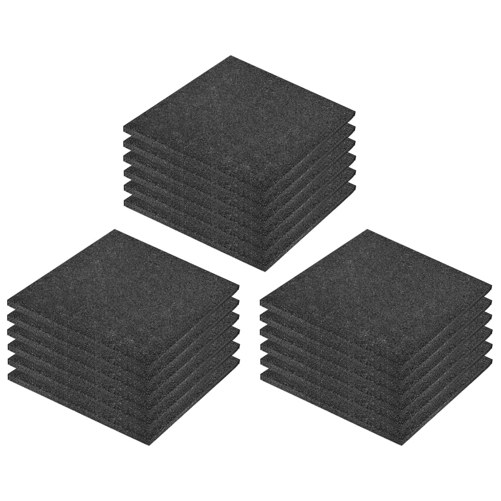 vidaXL Ударопоглъщащи каучукови плочи, 18 бр, 50x50x3 см, черни