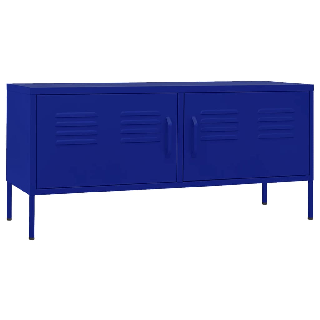 vidaXL ТВ шкаф, нейви синьо, 105x35x50 см, стомана