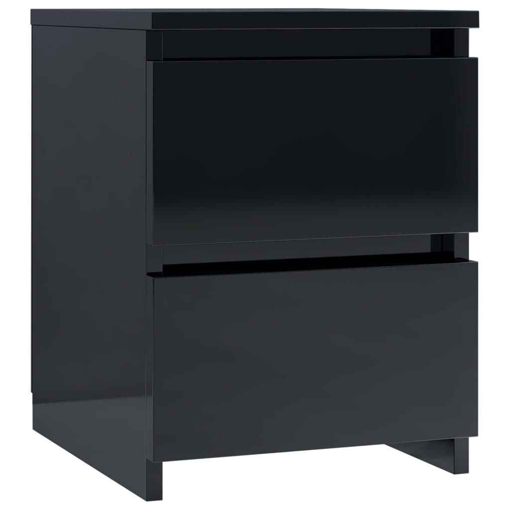 vidaXL Нощно шкафче, черно със силен гланц, 30x30x40 см, ПДЧ
