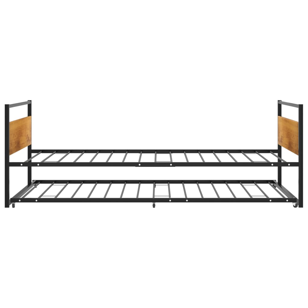 vidaXL Рамка за разтегателно легло, черна, метал, 90x200 см
