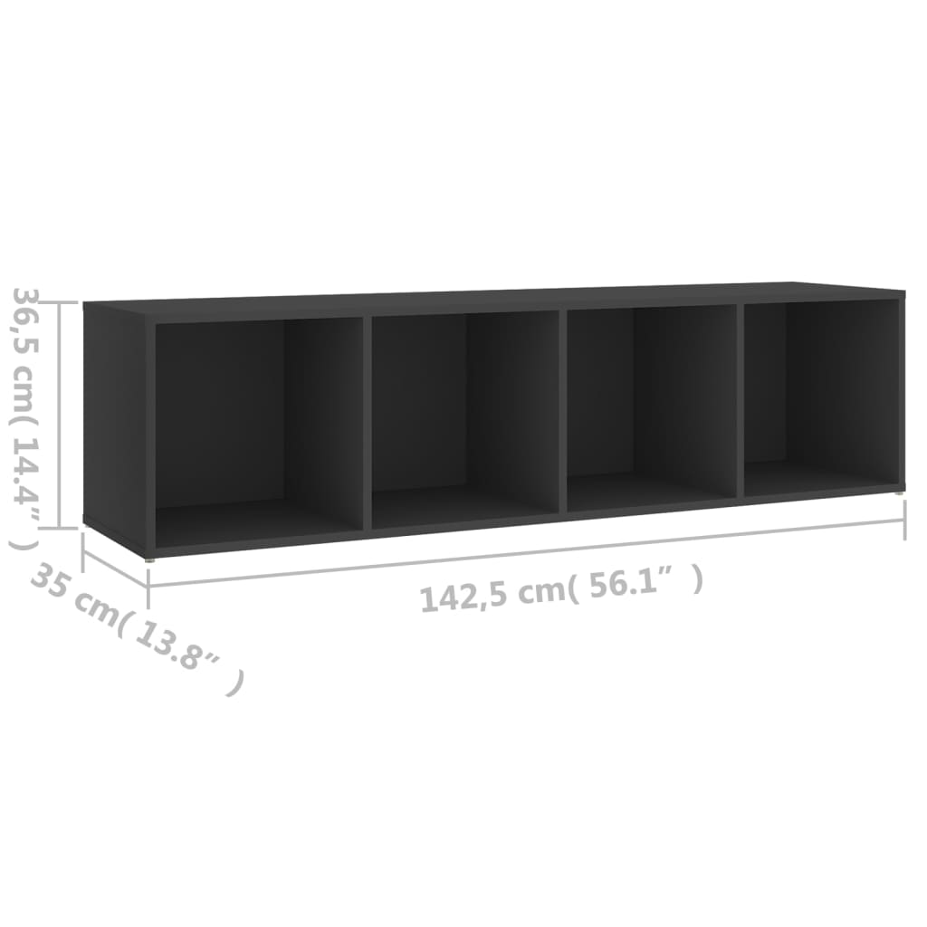 vidaXL ТВ шкаф, сив, 142,5x35x36,5 см, ПДЧ