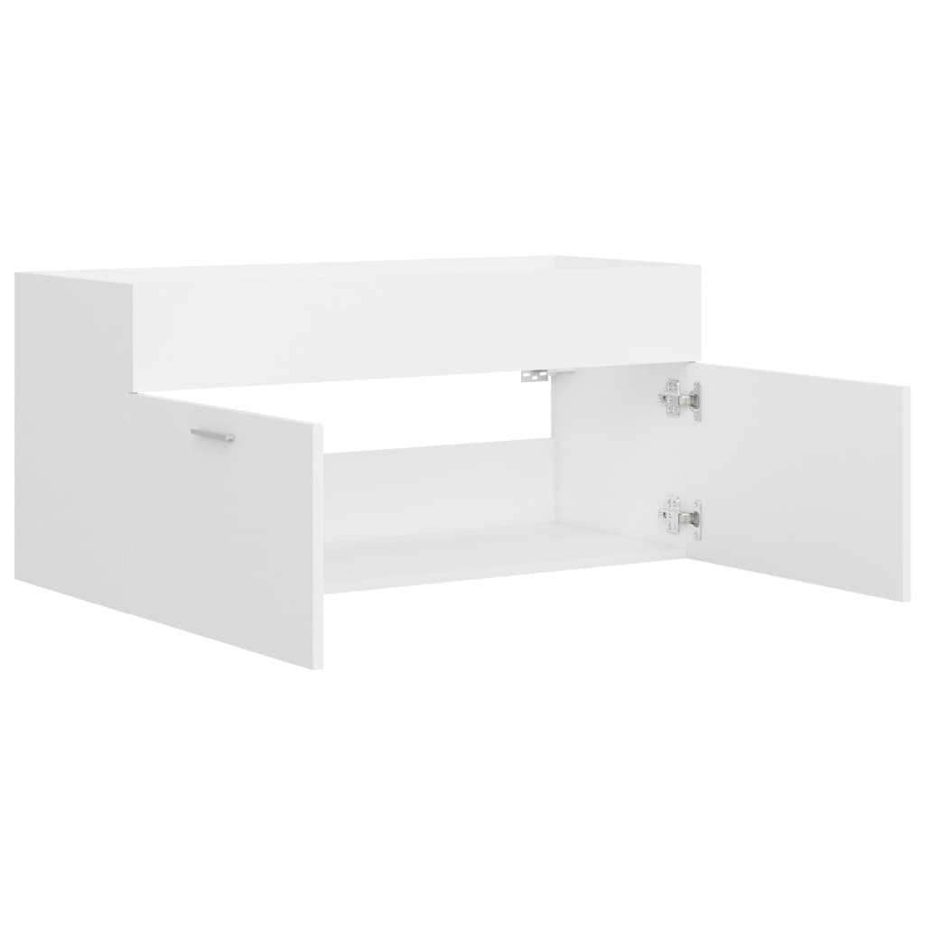 vidaXL Долен шкаф за мивка, бял, 100x38,5x46 см, ПДЧ