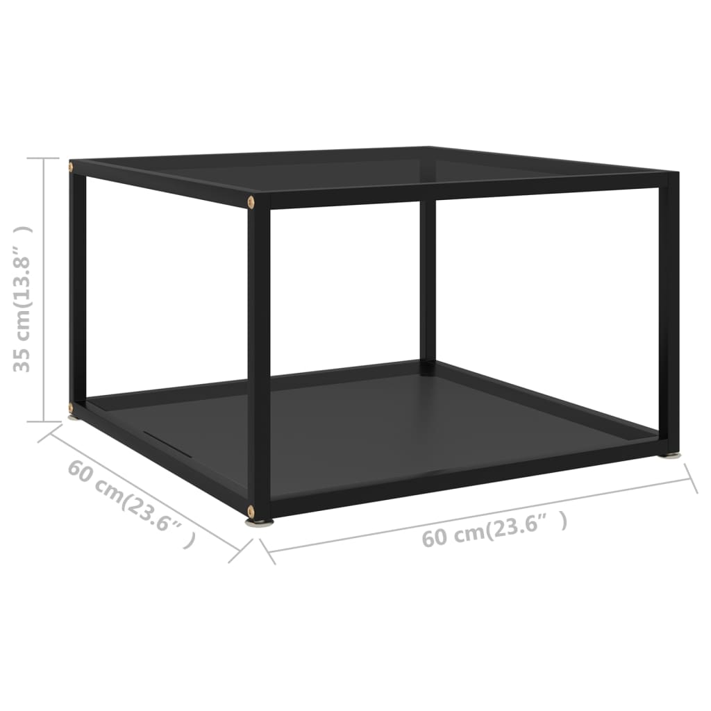 vidaXL Кафе маса, черна, 60x60x35 см, закалено стъкло