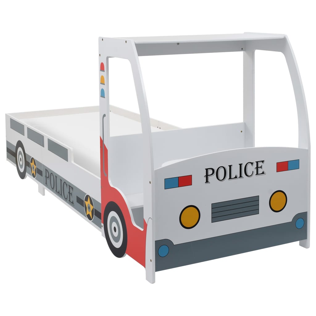 vidaXL Детско легло полицейска кола с бюро, 90x200 cм