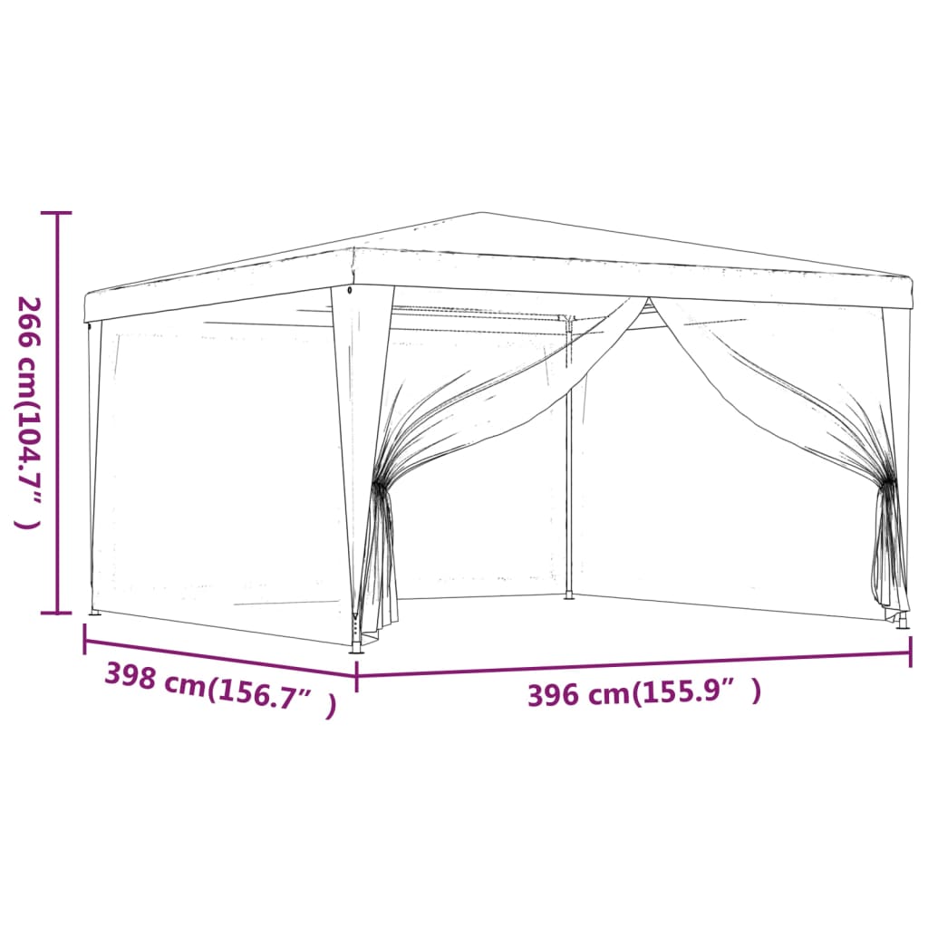 vidaXL Парти палатка с 4 мрежести странични стени антрацит 4x4 м HDPE