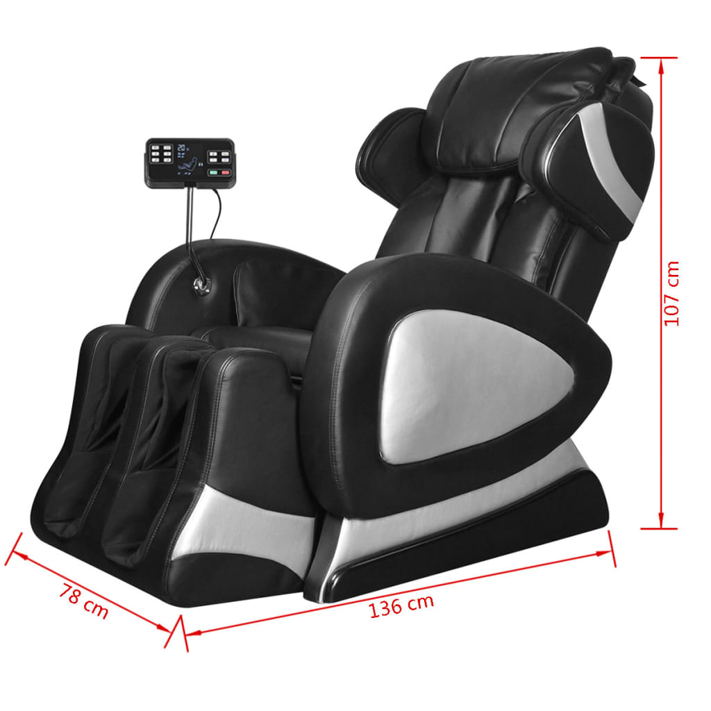 vidaXL Масажен стол със "супер екран", черен, изкуствена кожа