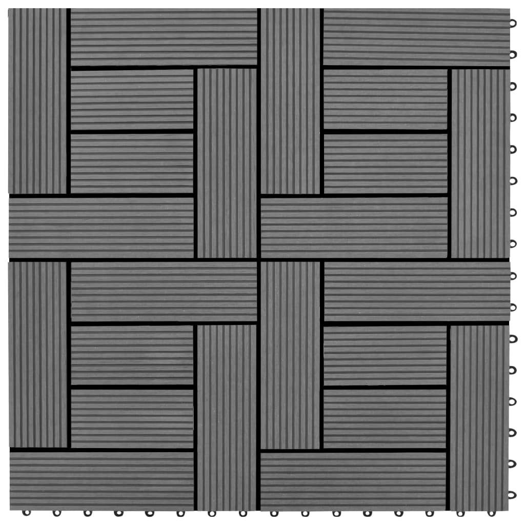 vidaXL 22 бр декинг плочки, 30x30 см, 2 кв.м., WPC, сиви
