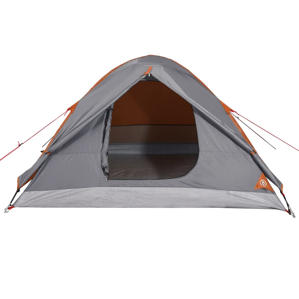 vidaXL Куполна къмпинг палатка, 3-местна, сиво-оранжева, водоустойчива