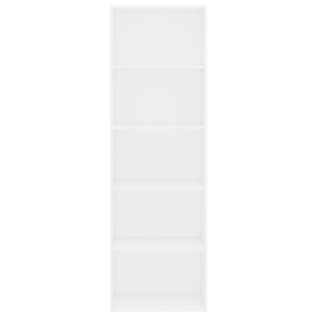 vidaXL 5-етажна библиотека, бяла, 60x30x189 см, ПДЧ