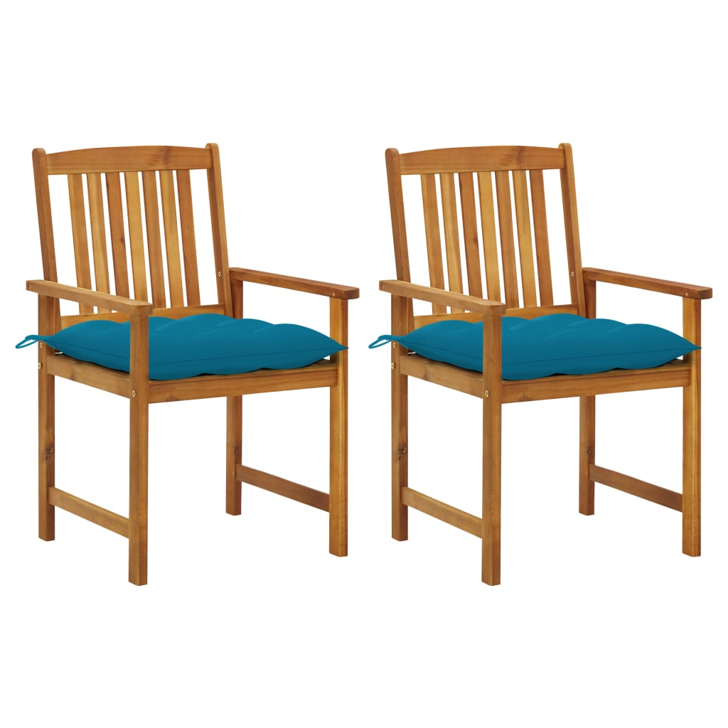 vidaXL Градински столове с възглавници, 2 бр, акация масив