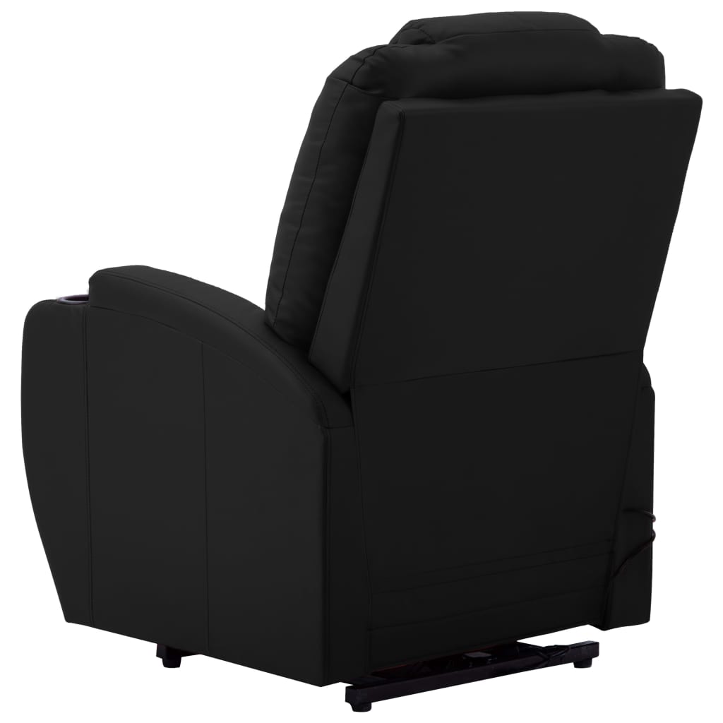 vidaXL Масажен повдигащ стол, черен, изкуствена кожа