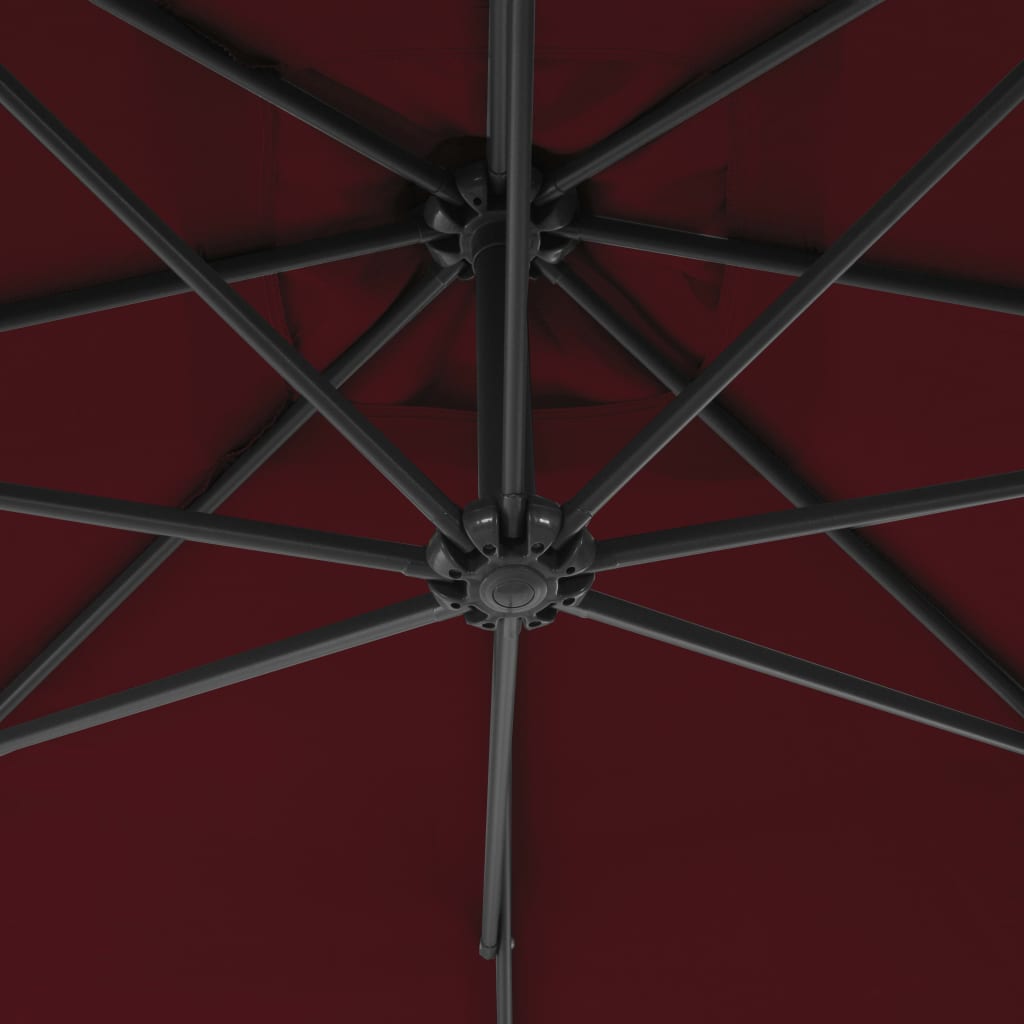 vidaXL Градински чадър чупещо рамо и стоманен прът 250x250 см червен
