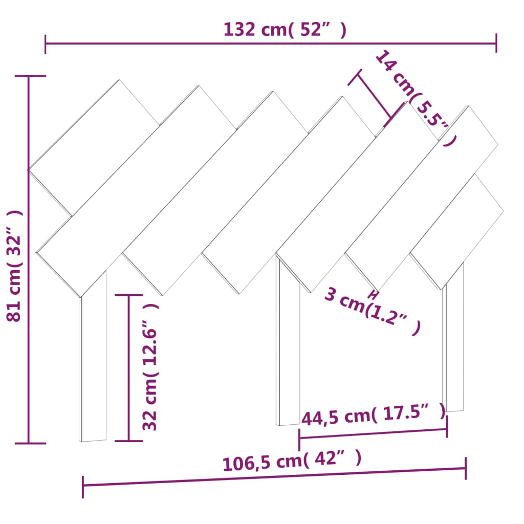 vidaXL Горна табла за легло, 132x3x81 см, бор масив