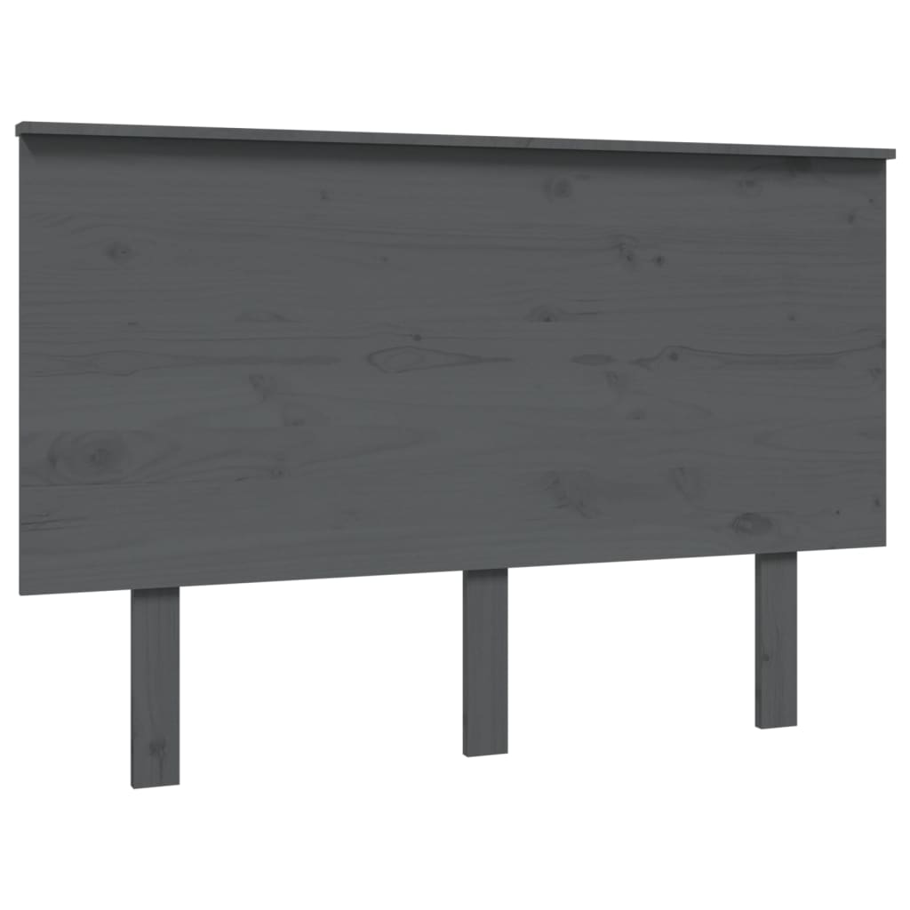 vidaXL Горна табла за легло, сива, 124x6x82,5 см, бор масив