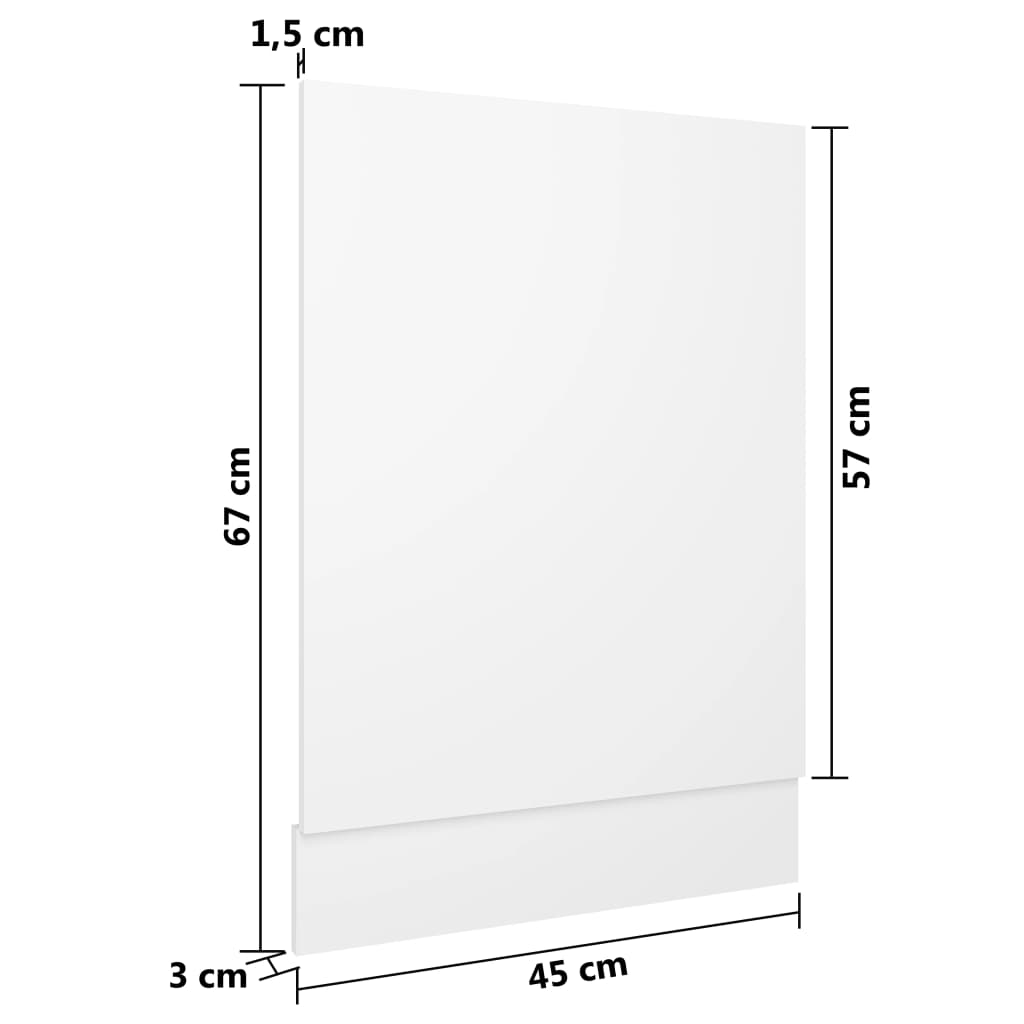 vidaXL Панел за съдомиялна машина, бял, 45x3x67 см, ПДЧ