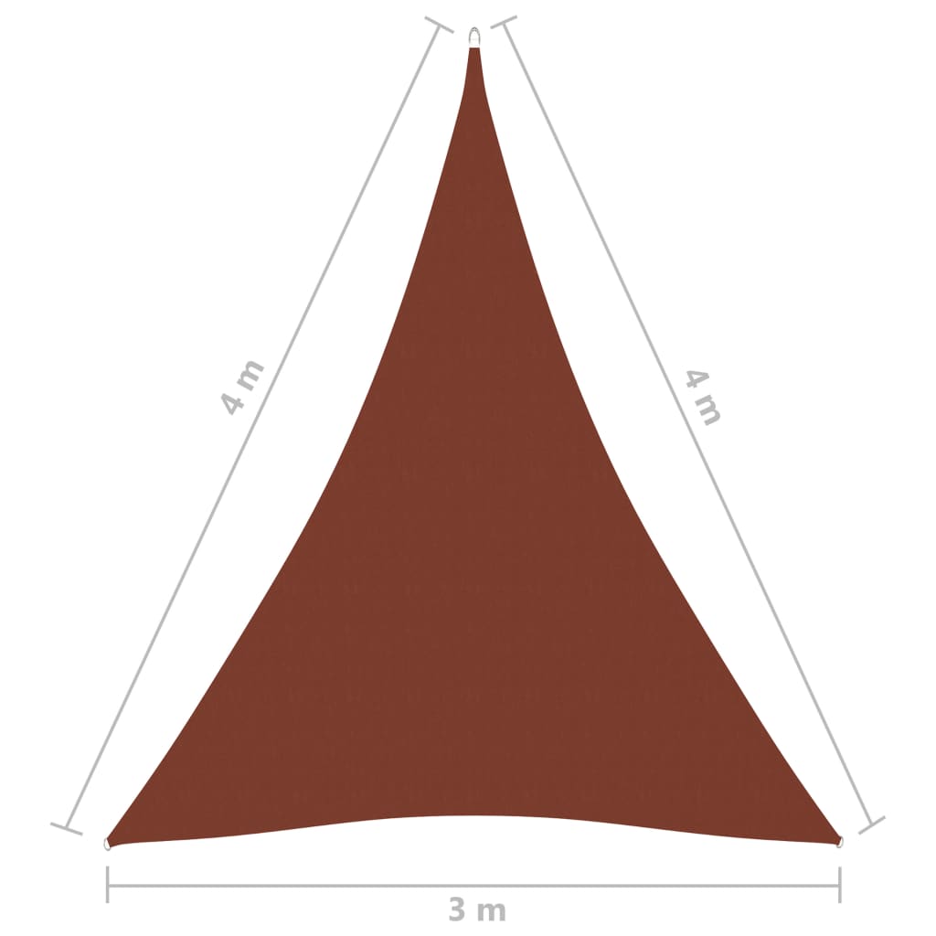 vidaXL Платно-сенник, Оксфорд плат, триъгълно, 3x4x4 м, теракота
