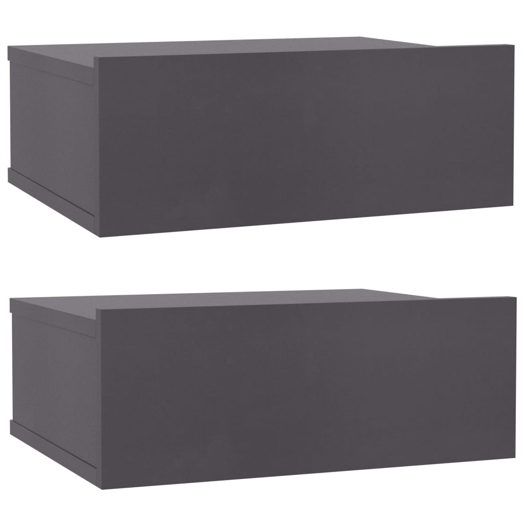 vidaXL Нощни шкафчета за стена, 2 бр, сиви, 40x30x15 см, ПДЧ