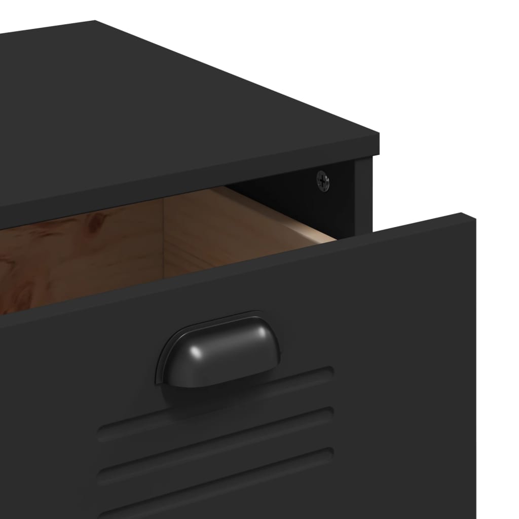 vidaXL Висок шкаф "VIKEN", черен, 80x40x190 см, бор масив