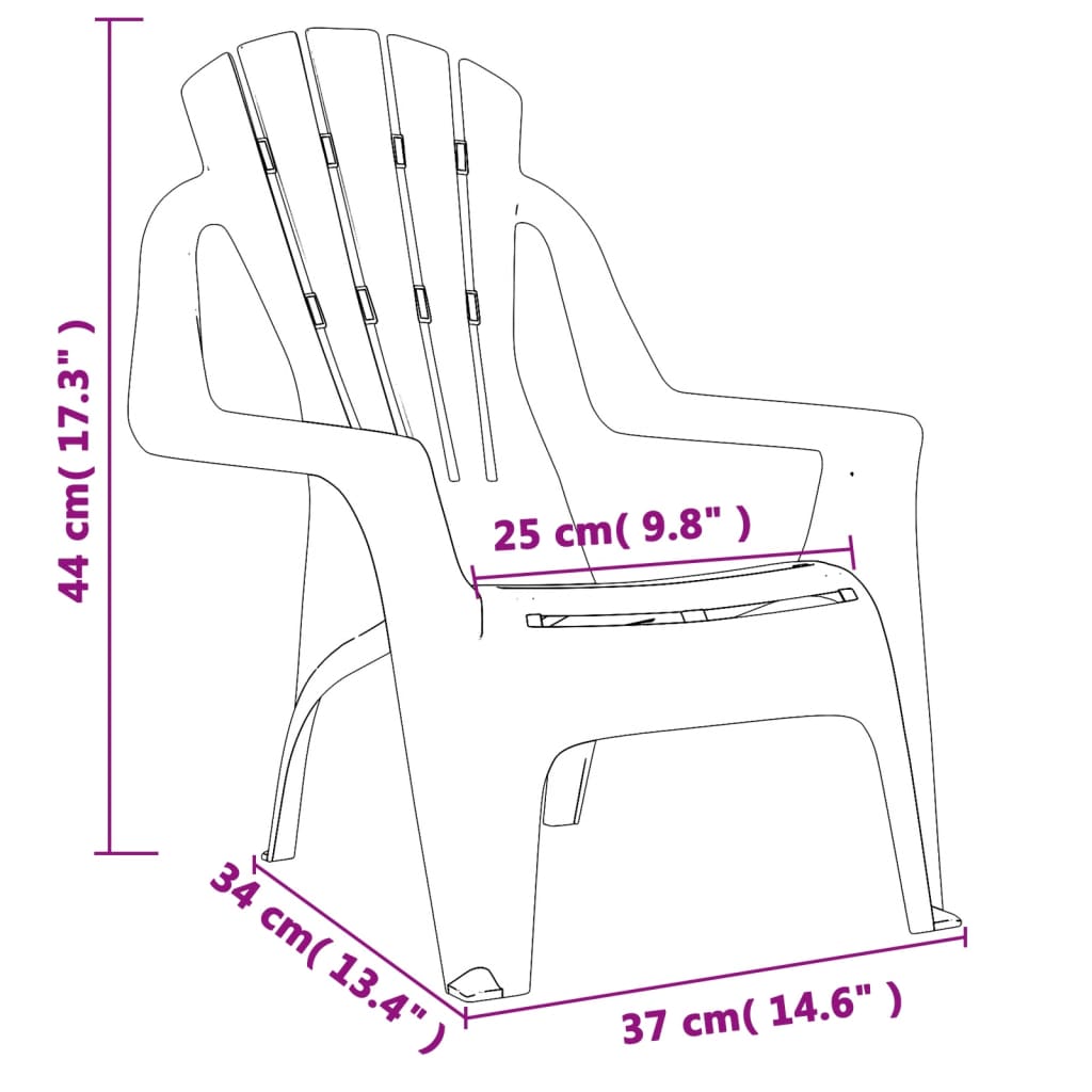 vidaXL Градински столове 2 бр за деца сини 37x34x44 см PP дървен вид