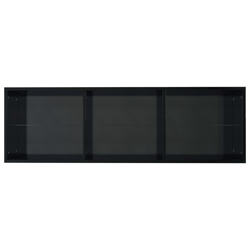 vidaXL Библиотека/ТВ шкаф, черно със силен гланц, 36x30x114 см, ПДЧ