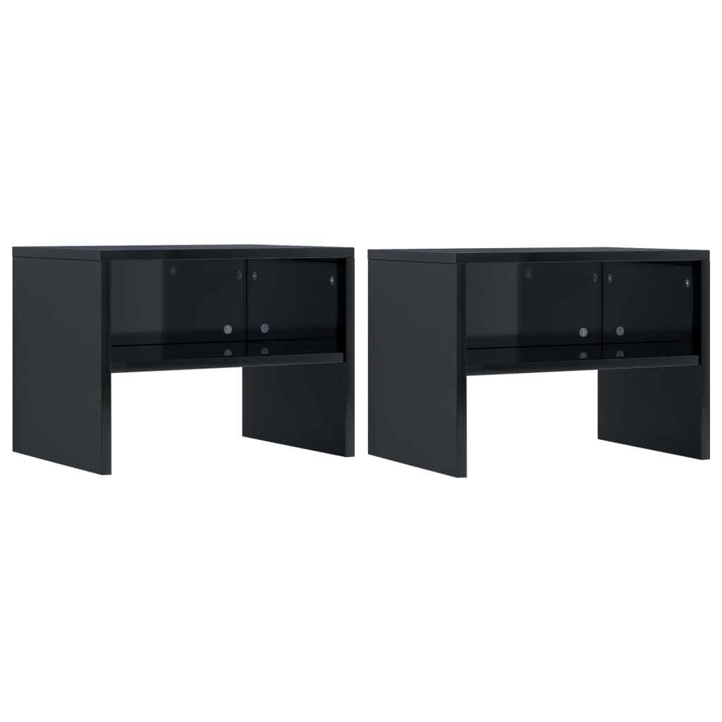 vidaXL Нощни шкафчета, 2 бр, черни със силен гланц, 40x30x30 см, ПДЧ