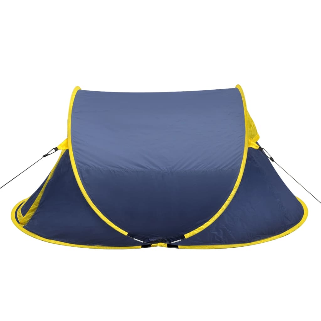 vidaXL Pop-up къмпинг палатка, 2-местна, тъмносиня/жълта