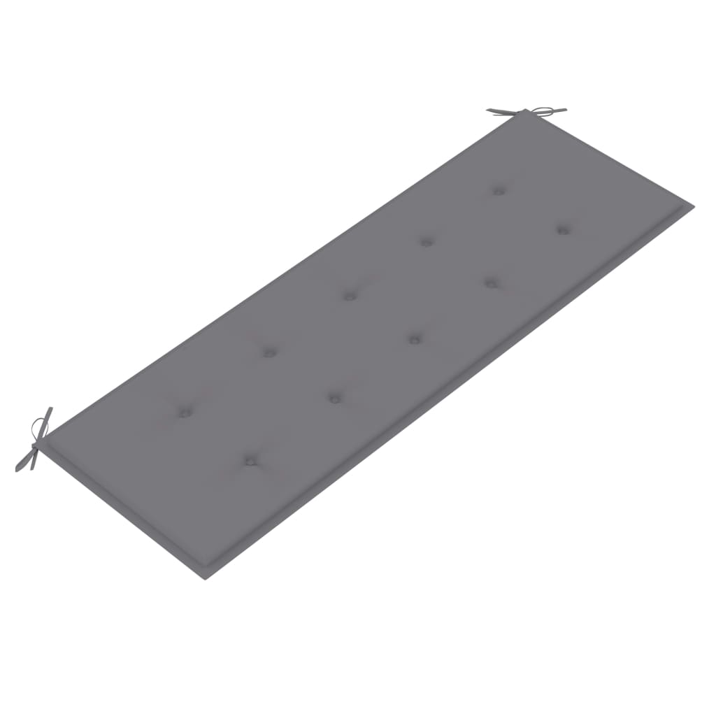 vidaXL Градинска пейка със сиво шалте, 150 см, тик масив