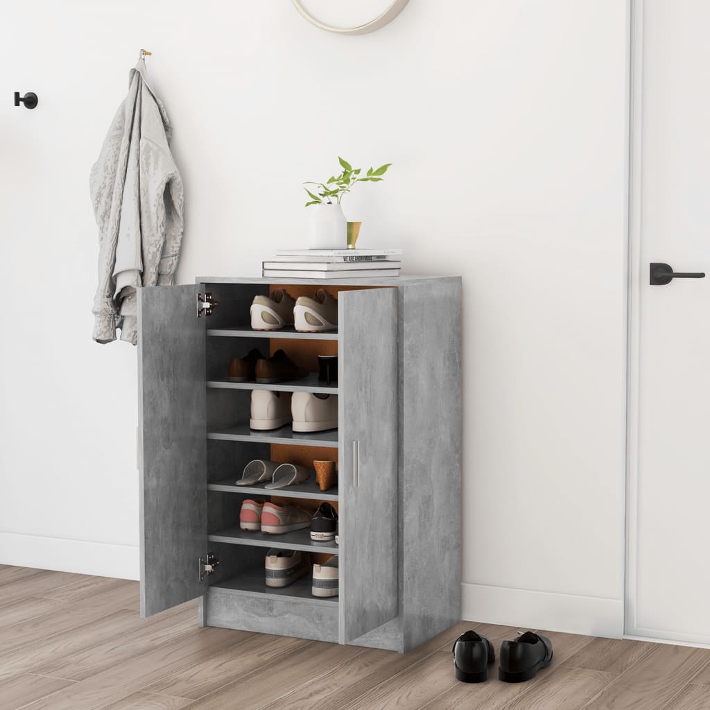 vidaXL Шкаф за обувки, бетонно сив, 60x35x92 см, ПДЧ