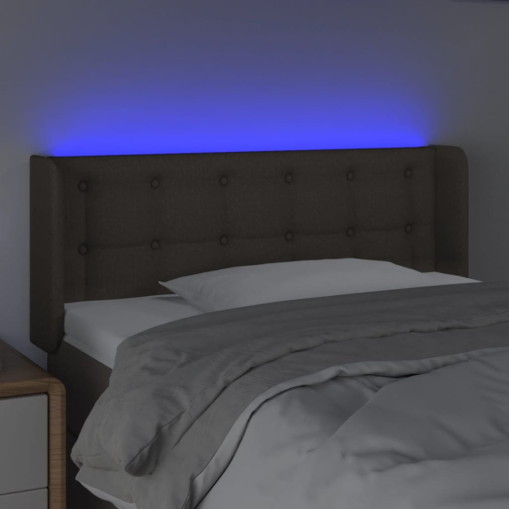 vidaXL LED горна табла за легло, таупе, 103x16x78/88 см, плат