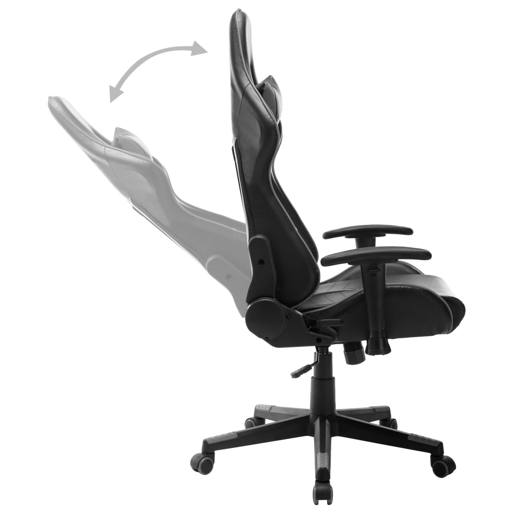 vidaXL Геймърски стол, черно и сиво, изкуствена кожа
