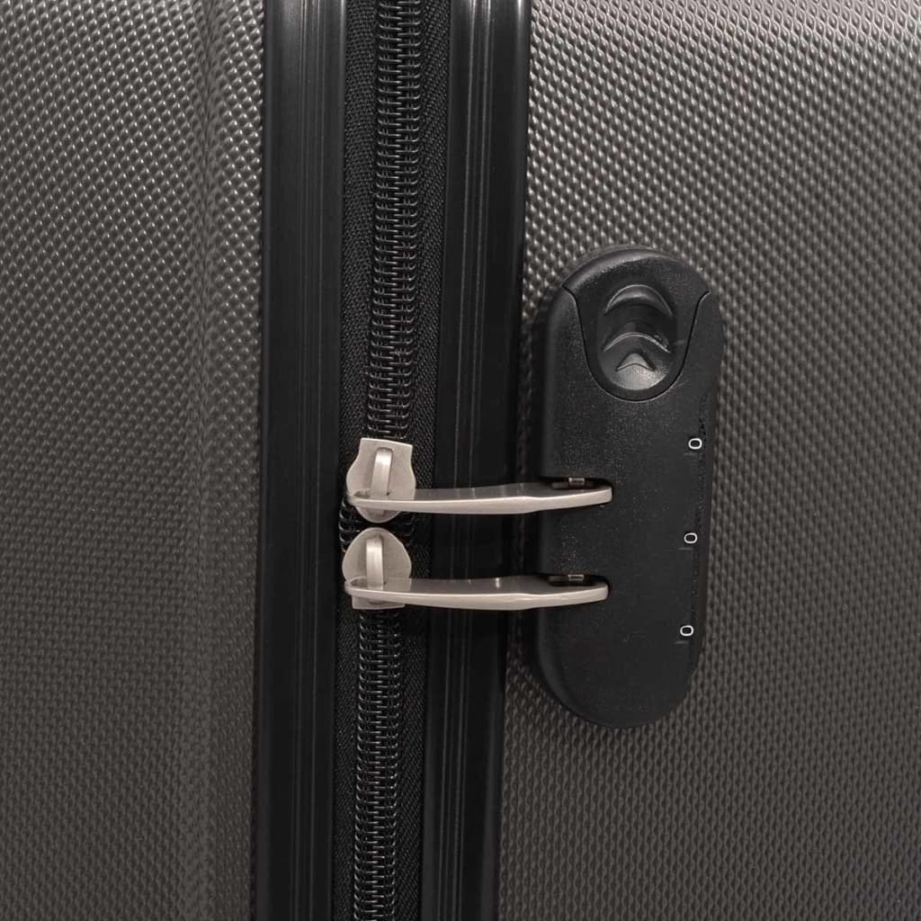 vidaXL Комплект от 4 броя твърди куфари на колелца, антрацитно черно